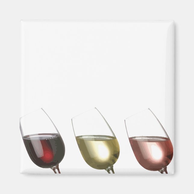 Aimant Trois verres de vin personnalisés (Devant)