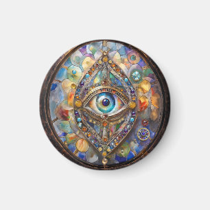 Aimant Troisième œil sur verre et bronze
