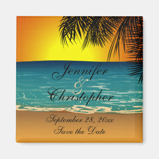 Aimant Tropical Beach at Sunset Wedding Enregistrer la da