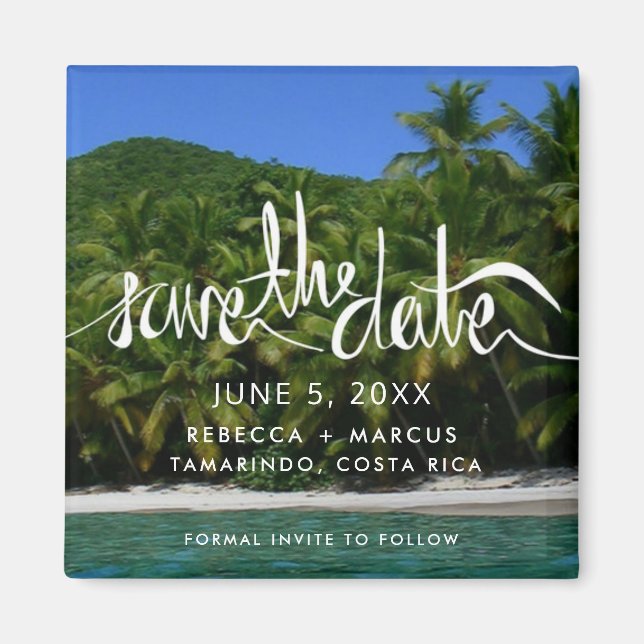 Aimant Tropical Beach Destination Wedding Enregistrer la  (Devant)