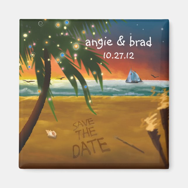 Aimant Tropical Beach Enregistrer La Date (Devant)