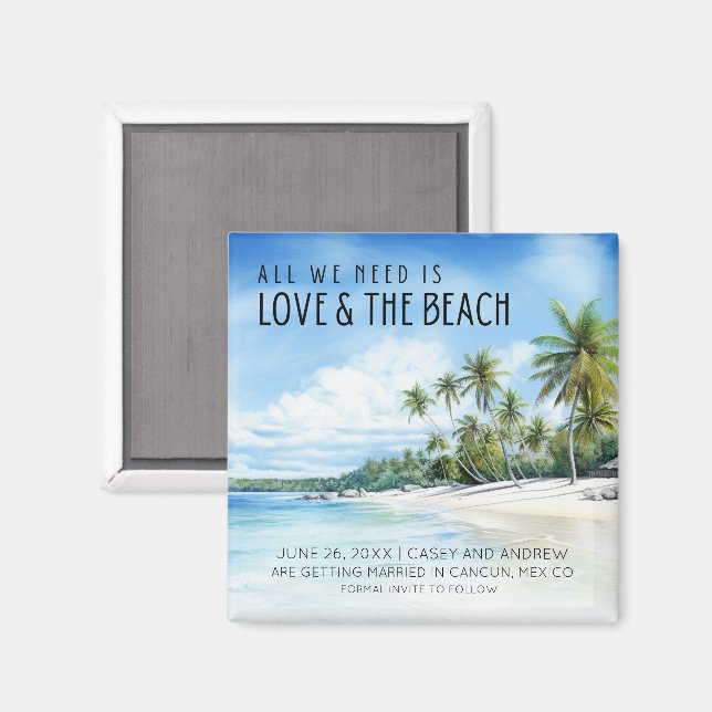 Aimant Tropical Beach Wedding Date De Sauvegarde (Recto/Verso)