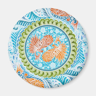 Aimant Tropical Koi Mandala   Art Zen Océan Vibrant