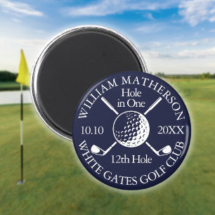 Aimant Trou en une balle de golf et clubs Navy Blue