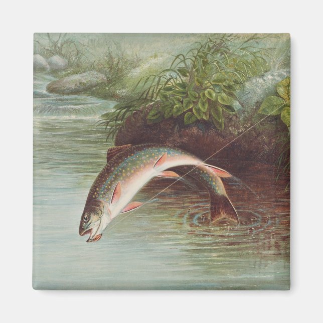 Aimant Truite de ruisseau Leaping par S.A. Kilbourne Pois (Devant)