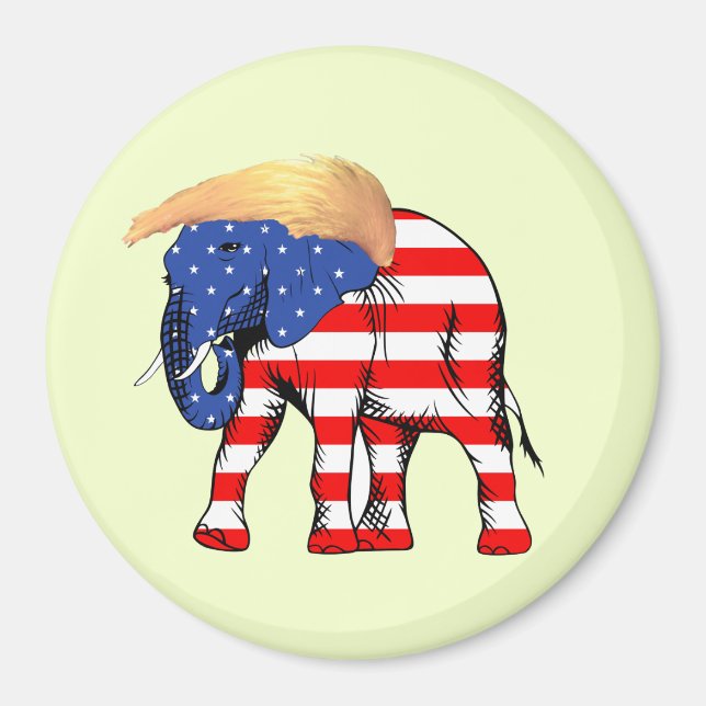 Aimant Trump Bad Hair Elephant Round Magnet, ZSSG (Devant)