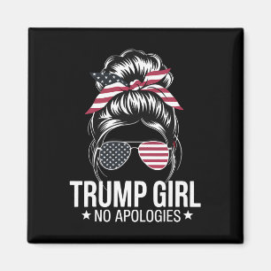 Aimant Trump Girl Messy Bun drapeau américain Sungles Pat
