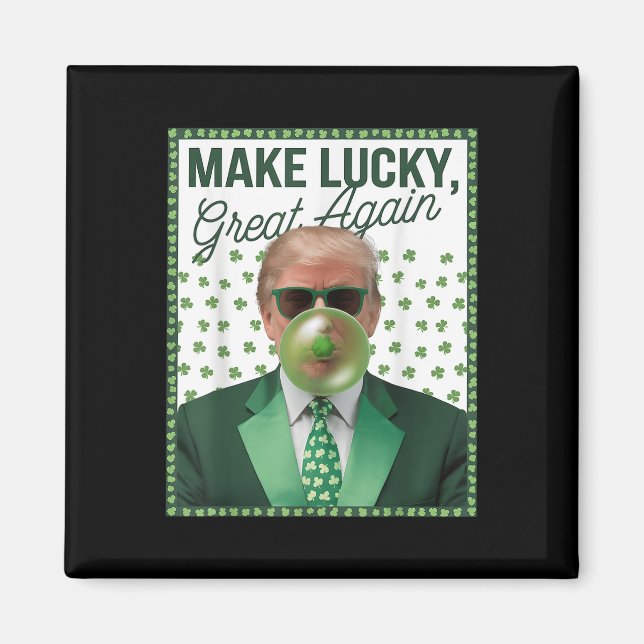 Aimant Trump souffler la bulle gomme Saint-Patricks Jour  (Devant)