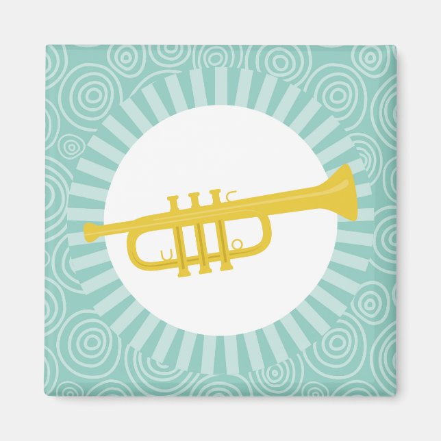 Aimant Trumpet Fun Turquoise Swirl Music (Devant)