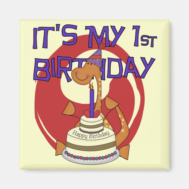Aimant Tshirts et cadeaux Dino Premier anniversaire (Devant)