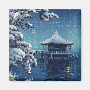 Aimant Tsuchiya Koitsu - Neige sur l'Ukimido à Katada