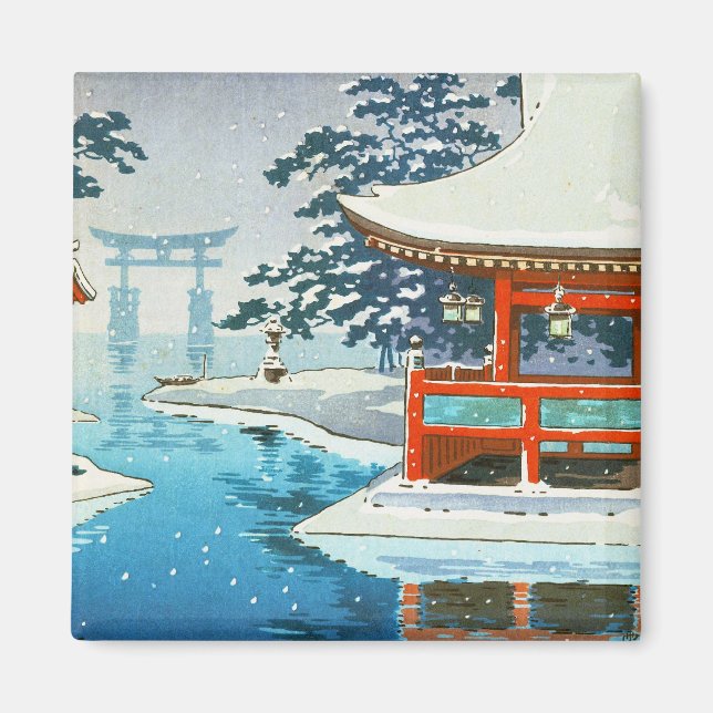 Aimant Tsuchiya Koitsu Snowy Miyajima paysage d'hiver art (Devant)