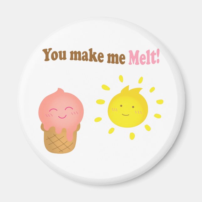 Aimant Tu me fais fondre, crème glacée et soleil, amour h (Devant)