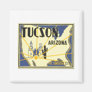 Aimant Tucson Arizona Le Poster vintage de Sunshine City