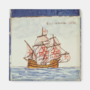 Aimant Tuile d'Azulejos représentant un navire, de Sagres