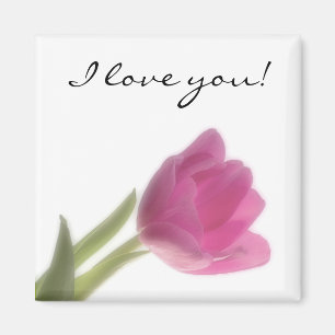 Aimant Tulipe rose, je t'aime !