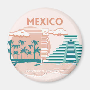Aimant Tulum, Mexique, Art Voyage, Retro