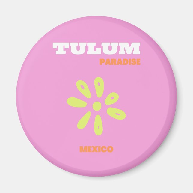 Aimant Tulum, Mexique, Preppy, rose (Devant)