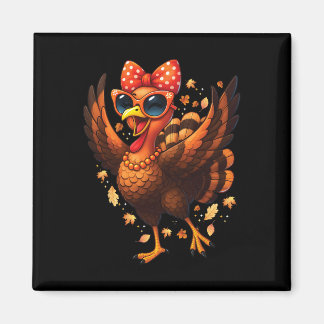 Aimant Turkey Dancing Turkey Day Womens Fall Cute Bow Tha