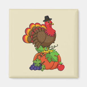 Aimant Turquie mignonne avec moisson Thanksgiving