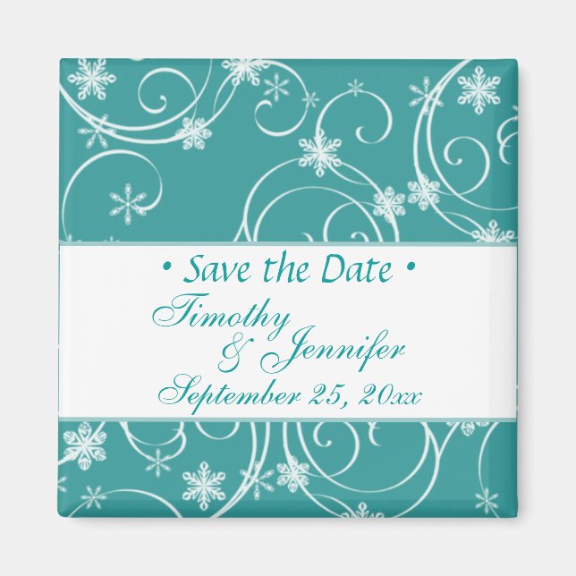 Aimant Turquoise bleu enregistrer la date Hiver mercerie  (Devant)