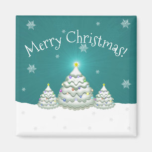 Aimant turquoise de Noël neigeux