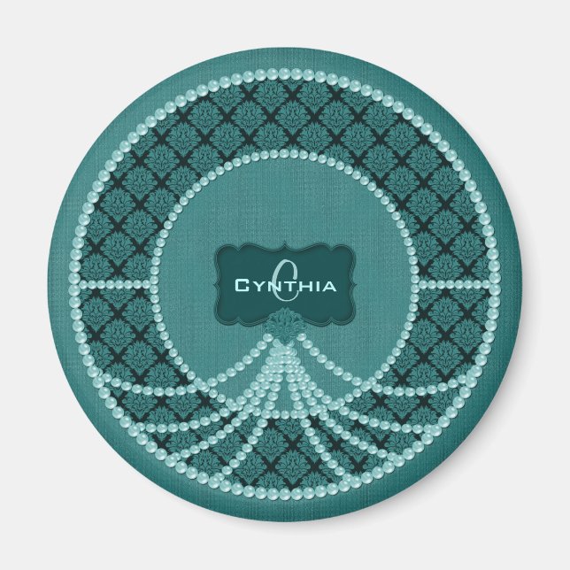 Aimant turquoise de Pearl Damas-Round (Devant)