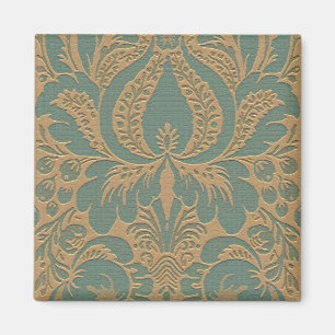 Aimant turquoise en tissu damassé