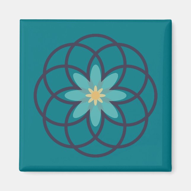 Aimant Turquoise et marine Blue Flower Design (Devant)