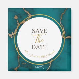 Aimant Turquoise Green Kintsugi Geode Wedding Enregistrer