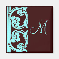 Turquoise médiéval au chocolat Brown au monogramme