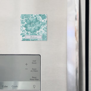 Aimant Turquoise Vintage Chinoiserie Floral Personnalisé