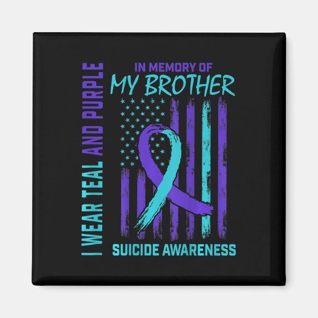 Aimant Turquoise Violet Ruban Suicide Sensibilisation Ind (Devant)