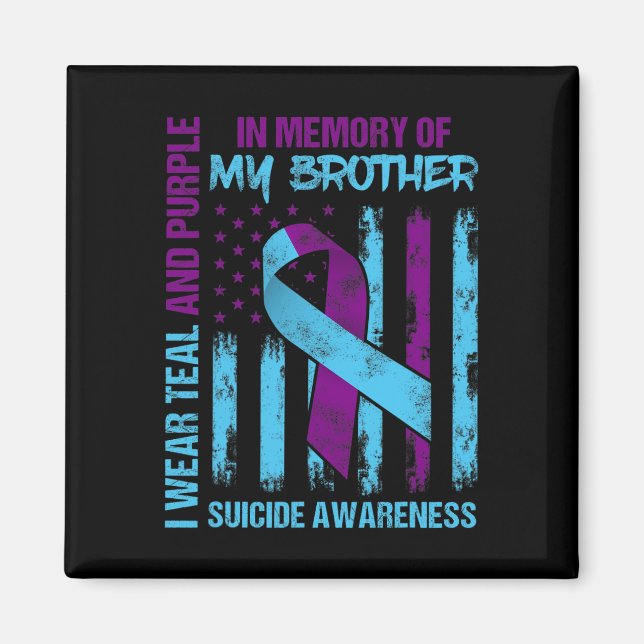Aimant Turquoise Violet Ruban Suicide Sensibilisation Ind (Devant)