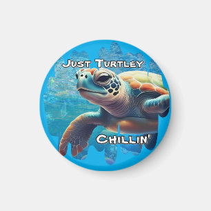Aimant Turtley Chillin' Sea Turtle Gros plan Vibe Pacifiq