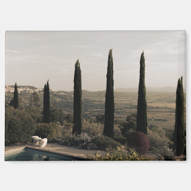 Aimant Tuscan landscape hidden behind cypresses (2024) (Recto)
