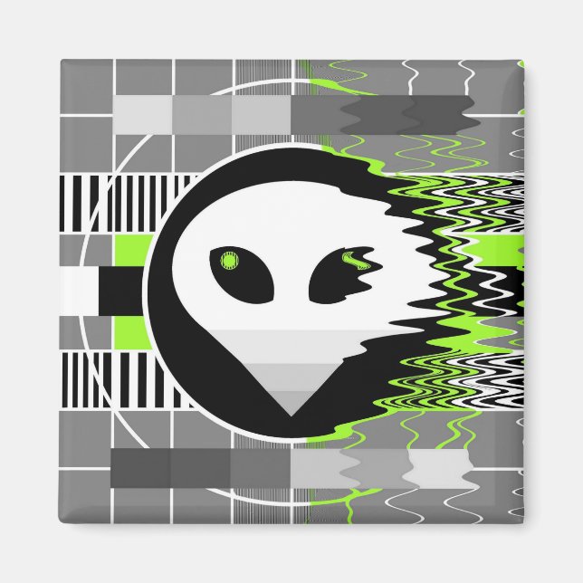 Aimant TV Alien rond (Devant)