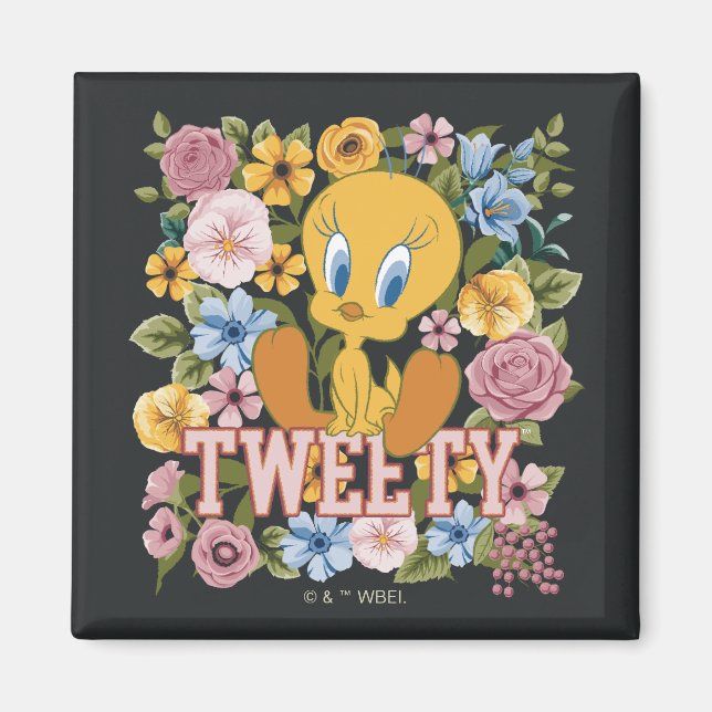 Aimant TWEETY™ Broderie Florale Graphique (Devant)