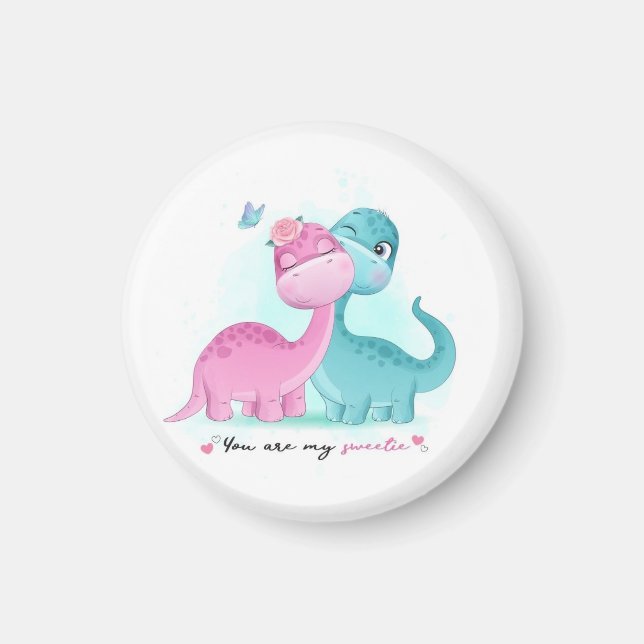 Aimant Twin Aqua et Dinosaur rose (Devant)
