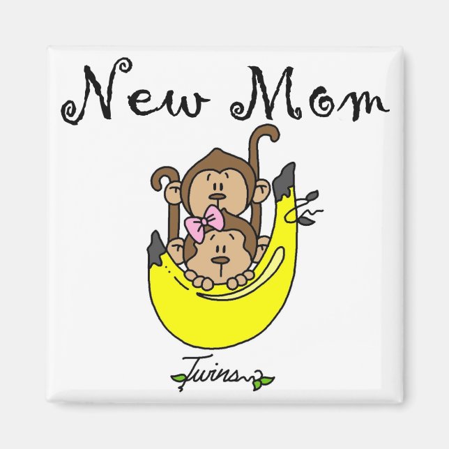 Aimant Twin Boy and Girl New Mom Tshirts (Devant)