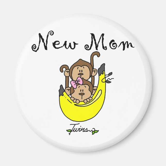 Aimant Twin Boy and Girl New Mom Tshirts (Devant)
