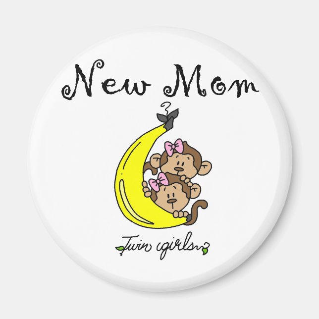 Aimant Twin Girls New Mom T-shirts et cadeaux (Devant)