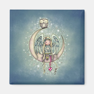 Aimant Twinkle Little Angel et hibou illustration d'art