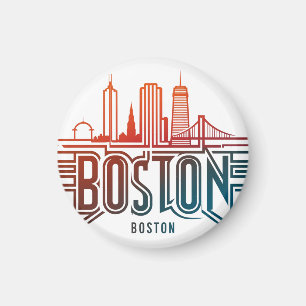 Aimant Typographie Boston Skyline de la ville