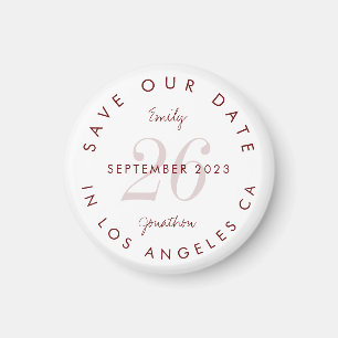 Aimant Typographie Bourgogne Moderne Enregistrer La Date