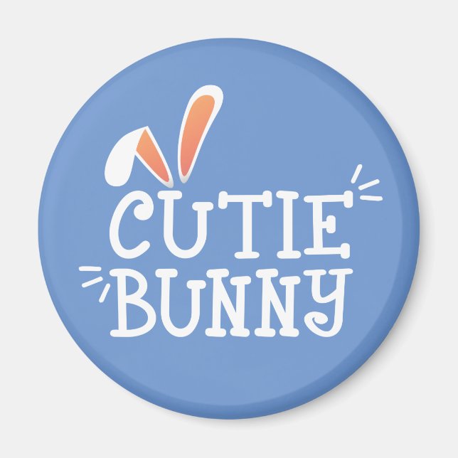 Aimant Typographie de Pâques de Bunny Cutie Simple | Magn (Devant)