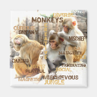 Aimant Typographie des singes mignons