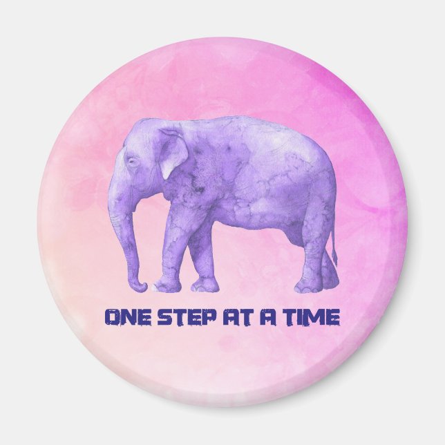 Aimant Typographie inspirante Purple Aquarelle Eléphant (Devant)