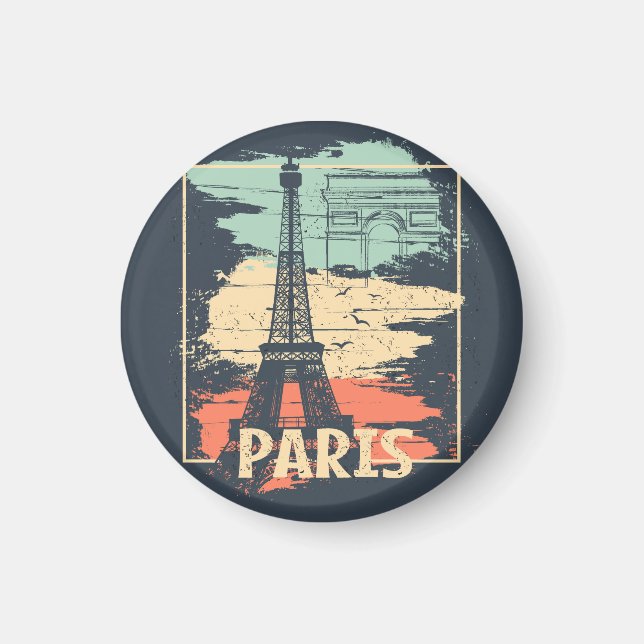 Aimant Typographie parisienne : affiche Eiffel abstraite. (Devant)
