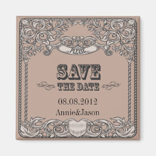 Aimant typographie rustique mariage campagnard occidental
